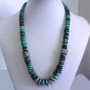 Bisbee Turquoise with Large Sterling Silver Beads